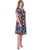 24seven Comfort Apparel Womens Tulip Print V Neck Empire Waist Cap Sleeve Knee Length Dress - 2 of 4