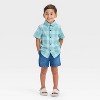 Toddler Boys' Short Sleeve Plaid Poplin Woven Shirt - Cat & Jack™ Blue/Green - 3 of 3