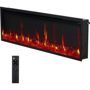 Electric Fireplace Insert, Recessed/Wall-Mounted Linear Heater with Remote & Touch Screen, 750W/1500W, 12 Flame Colors Adjustable Brightness - 1 of 4