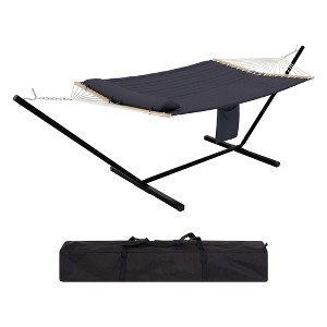 Ultra-Comfort 2-Person Hammock Set with Foldable Steel Frame - Heavy-Duty Outdoor Lounger, 450lb Capacity, Carry Bag, Garden, Camping & Patio - 1 of 4