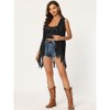 INSPIRE CHIC Women's Faux Suede Casual Sleeveless Tassels Open Front Cardigan - 2 of 4