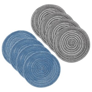 Unique Bargains Woven Braided Washable Decorative Round Placemat 8 Pcs - 1 of 4