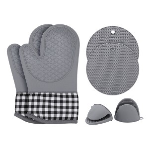 REGALWOVEN Oven Mitts and Pot Holders Sets of 6 Heat Resistant Kitchen Oven Gloves Sets with Non-Slip Silicone for Kitchen - 1 of 4