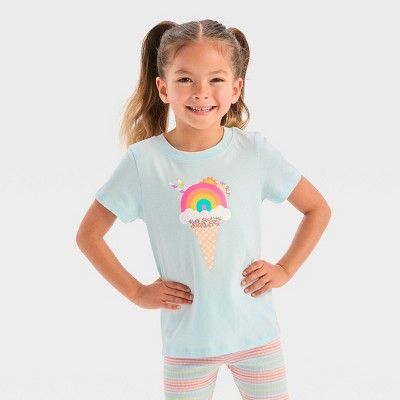 Toddler Girl Graphic Unicorn Print Ruffled Short-sleeve Tee