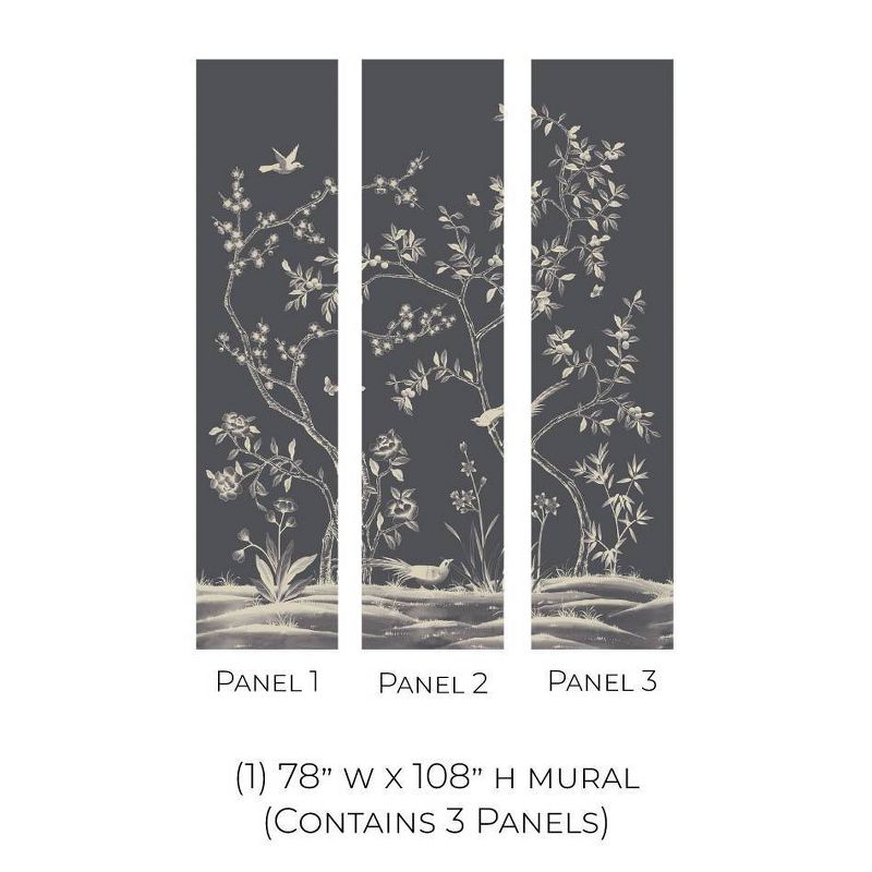 Tempaper &#38; Co. 108&#34;x78&#34; Chinoiserie Garden Midnight Removable Peel and Stick Vinyl Wall Mural, 5 of 6