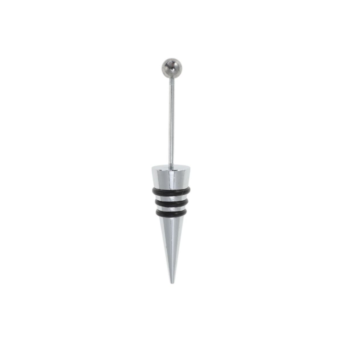 Unique Bargains Bottle Stoppers Triple Leather Ring Zinc Alloy PTR Black Silver Tone 4.45"x0.79"x0.71" 1 Pc
