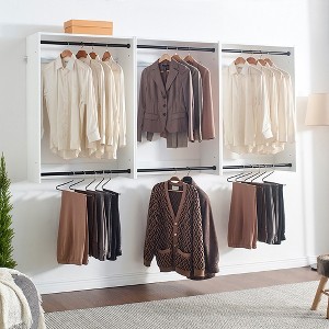 Elegant Hollow Pattern 2-Door 3-Drawer Wardrobe in Wood and White - 1 of 4