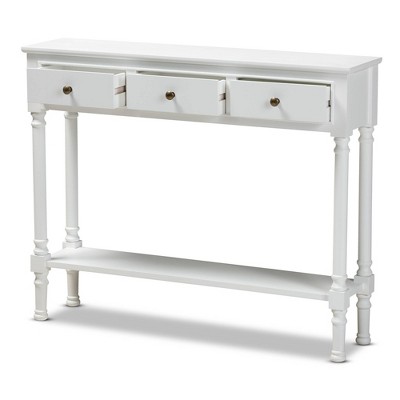 Calvin 3-Drawer White Wood & Metal Entryway Console Table with Storage