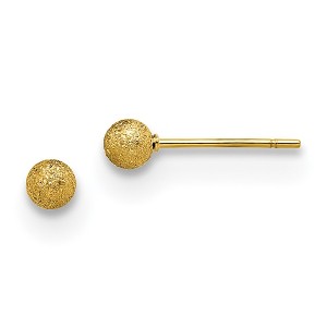 Chisel Stainless Steel Polished Laser cut Yellow IP-plated 4mm Ball Stud Earrings - 1 of 4