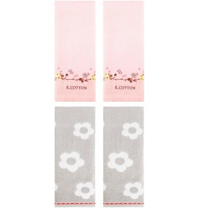 REGALWOVEN 4 Pcs Cute Floral Pattern Cotton Bathroom Soft Absorbent Hand Towel - 1 of 4