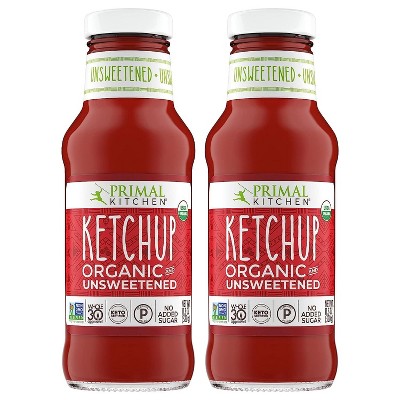 Primal Kitchen Organic Unsweetened Ketchup, No Cane Sugar or Artificial Sweeteners, 11.3 oz, Pack of 2