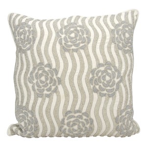 Silver Floral Throw Pillow - Mina Victory