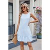 Summer Mini Dress Tank Shift Dress Back Tie Sundress with Flounce Hem U Neck Sleeveless A-line Sundress Flowy Beach Dress - 4 of 4