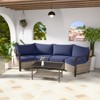 EAGLE PEAK Coastal Vista Outdoor Patio Furniture Set, Half-Moon Curved Wicker Patio Conversation Set withCoffee Table - 2 of 4