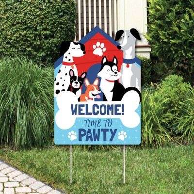 Big Dot of Happiness Pawty Like a Puppy - Party Decorations - Dog Baby Shower or Birthday Party Welcome Yard Sign
