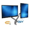 Mount-It! Height Adjustable Dual Monitor Arm Mount Desk Stand Fits Two 24 to 32 Inch with C-Clamp, Grommet and 2 x 3.0 USB Ports, VESA 75 100 Screens - 2 of 4