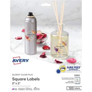 Avery Labels Square 12UP Laser/Inkjet 2"x2" 120/PK Glossy CL 22853