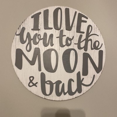 Little Love By Nojo Love You To The Moon And Back Round Wood Nursery Wall Decor Gray And White Target