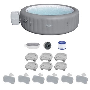 Bestway SaluSpa Grenada AirJet Inflatable Hot Tub with Set of 6 Underwater Non-Slip Pool and Spa Seat and 3 Pack Padded Headrest Pillows, Gray - 1 of 4