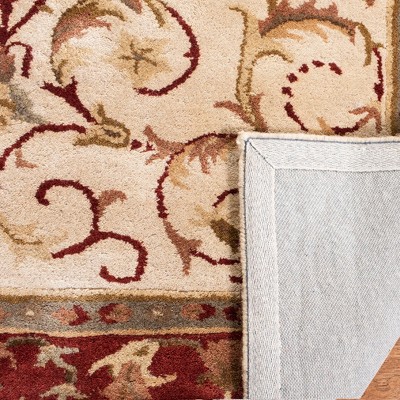 Ivory and Red Hand-Tufted Wool Area Rug 30" x 7"