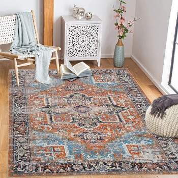 Machine Washable Rug Vintage Distressed Accent Rug Oriental Floral Floor Cover Carpet