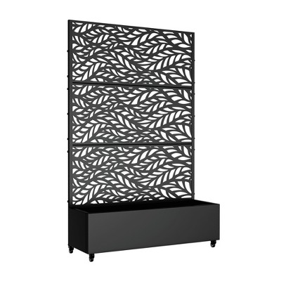 Lirago Iron Black Arch Mobile Planters Planting Box Trellis for Climbing Plants 72x47