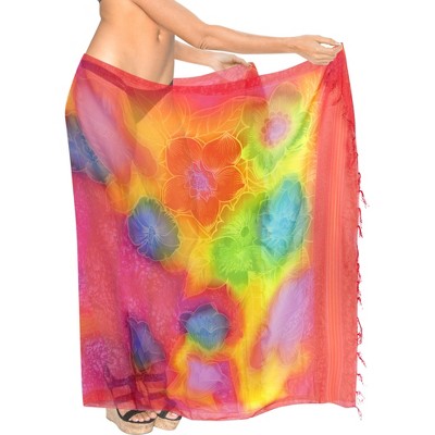 LA LEELA Women’s Bandeau Beach Sarong – Smokey Embroidery Wrap, 72x42 Inches, Rayon Fabric For Pool, Vacation & Cover-Up