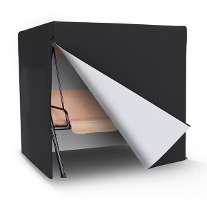 Akefit 82" Swing Chair Cover Waterproof Windproof Outdoor Patio Hammock Cover Black with Zippers - 1 of 4