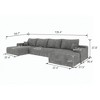 Cloud Sofa with 1 Ottoman,Modern Upholstered Couches, Comfort U Shaped Sofa for Living Room,Deep Seat Corner Couch,Grey - 3 of 3