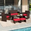 Tangkula 6 PCS Patio Furniture Set w/ 1 Loveseat 1 Coffee Table 2 Armchairs 2 Ottomans - 3 of 4