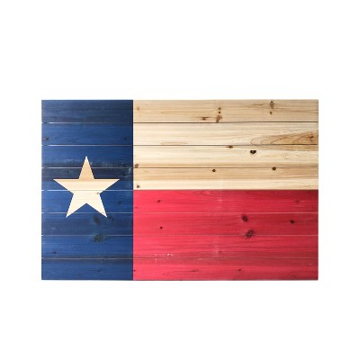 24" x 36" Texas Flag Print on Planked Wood Wall Sign Panel - Gallery 57