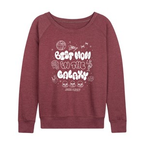 Women's - Star Wars - Best Mom in the Galaxy Lightweight French Terry Wide Neck Long Sleeve Shirt - 1 of 4