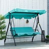 Syemin Patio Swings Outsunny Patio Porch Swing Chair for Garden with Adjustable Canopy, Steel Frame, Armrests, Green, 67.75"*43.25"*60.25" - 2 of 4