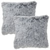 Juvale Set of 2 Gray Faux Fur Decorative Throw Pillow Covers Cushion Cases for Couch Sofa, Fuzzy Home Decor, 18x18 in - image 4 of 4