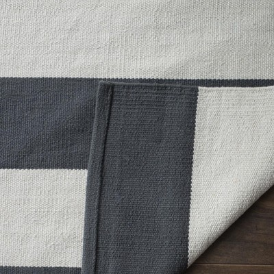 Coastal Breeze Gray and Ivory Stripe 10' x 14' Handwoven Wool-Cotton Rug