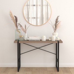 Emma and Oliver Rustic Wood Grain Finish Console Table with Cross Brace Backing - 1 of 3