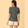 INSPIRE CHIC Women's Floral Summer Crew Neck Casual Shirred Short Sleeve Blouse - 4 of 4