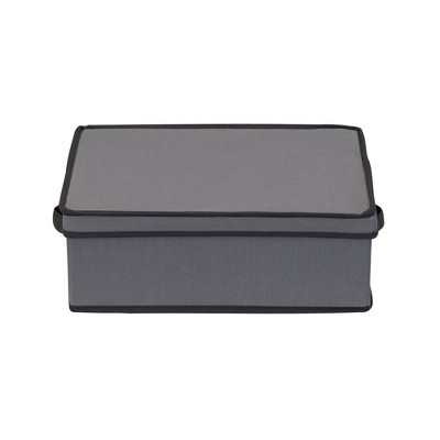 Gray Stackable Collapsible Plastic Lidded Storage Box