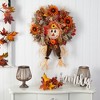 Nearly Natural 30-in Scarecrow Fall Artificial Autumn Wreath with Sunflower, Pumpkin and Decorative Bows - 3 of 3