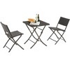 ONWITH Rattan Patio Bistro Set, 3 Piece Foldable Outdoor Patio Furniture Sets, with Folding Table - 2 of 4