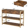 Sofa Table  with Drawers, Console Table Set of 2 , Narrow Entryway Table with 3-Tier Storage Shelves, End Table for Living Room Hallway Foyer Kitchen - 3 of 4