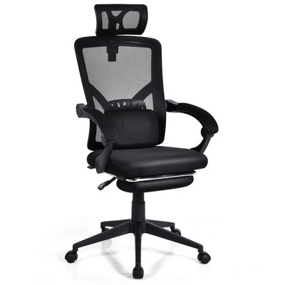 Costway High Back Office Recliner Chair Adjustable Headrest w/ Footrest & Lumbar Pillow