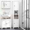 Vynxaria  Bathroom Storage Cabinet, Freestanding Linen Tower with 2 Shelves and 2 Cabinets, Narrow Floor Organizer, White. - 2 of 4