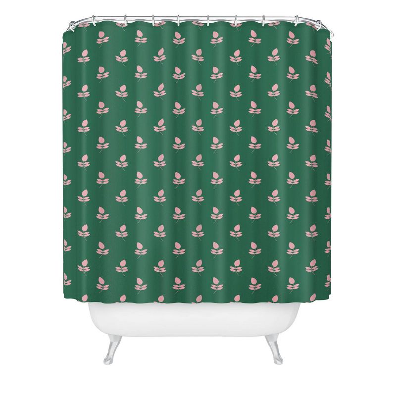 Maritza Lisa Retro Leaf Pattern Green Shower Curtain Green - Deny Designs, 1 of 4