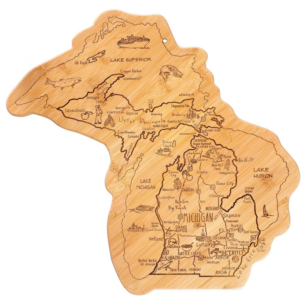 Totally Bamboo Destination Michigan (Full State) Serving and Cutting Board