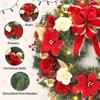 24 Inch Pre-Lit Christmas Wreath for Front Door, Artificial Holiday Garland with 20 LED Lights, Red Flowers, Bow Ribbon - 4 of 4