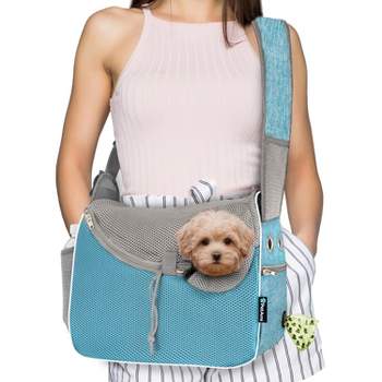 PetAmi Small Dog Sling Carrier, Soft Crossbody Puppy Carrying Purse, Adjustable Breathable Travel Pet Cat Pouch to Wear for Traveling
