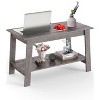 2-Tier Coffee Table for Living Room, Coffee Table with Storage Shelf, Living Room Table Rectangular Center Table, Farmhouse Wood Coffee Table, Gray - 4 of 4