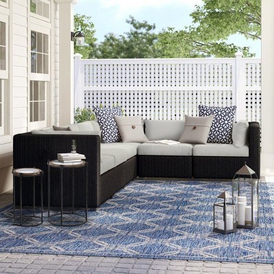 LuxenHome 2-Piece Black Metal and Glass Round Accent Tables