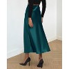 Women's 2025 Satin Midi Skirt - Elegant High Waist A-Line for Cocktail & Wedding Events Dark Blue - 3 of 4